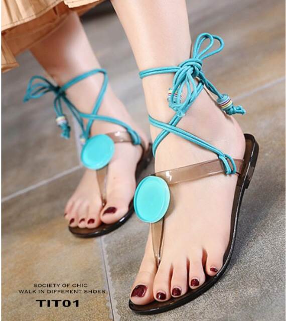 รองเท้าแตะซิลิโคนพันขา (สีดำ)