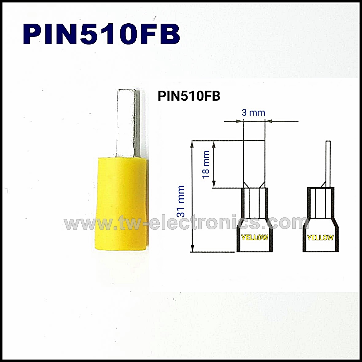 หางปลาหัวก้านไม้ขีด แบบแบน หุ้ม(สีเหลือง) T-Lug / PIN510BF