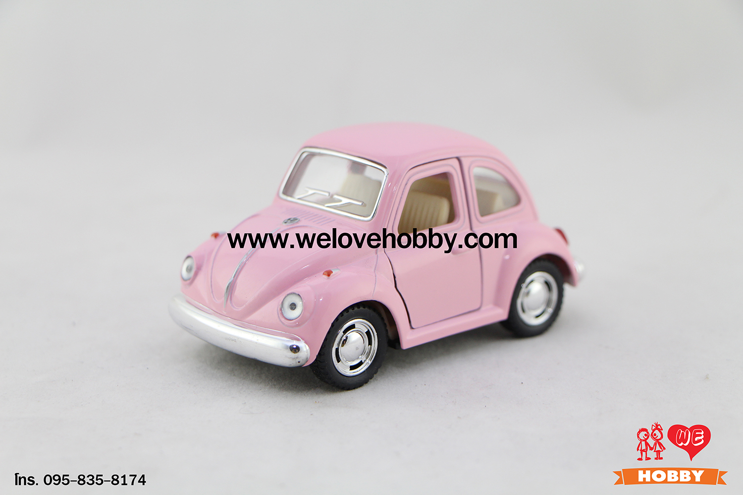 โมเดลรถคลาสสิค 1967 Volkswagen Classical Beetle ไซส์เล็ก สีชมพู Pastel Scale : 4”