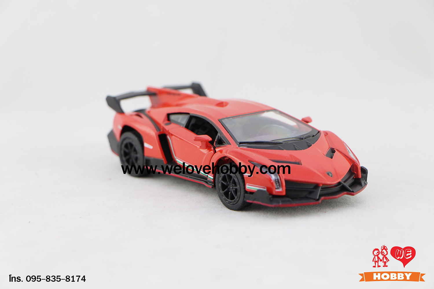 โมเดลรถซุปเปอร์ คาร์ Lamborghini Veneno สีส้ม Scale 1:36