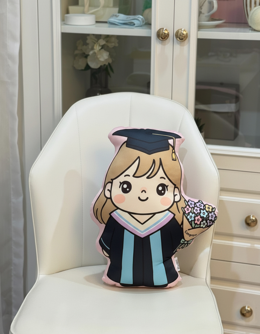 หมอนของขวัญรับปริญญา แบบพร้อมส่ง - ลาย Congrats - Girl