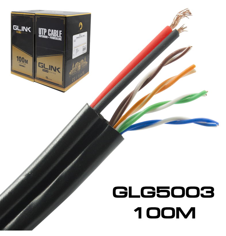 ขายถูก Glink GLG5003 Cable+Power (100m/Box) Outdoor Power Wire สำหรับใช้ภายนอกอาคาร