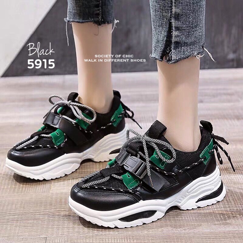 รองเท้าผ้าใบแฟชั่นแต่งพื้นSport (สีครีม)