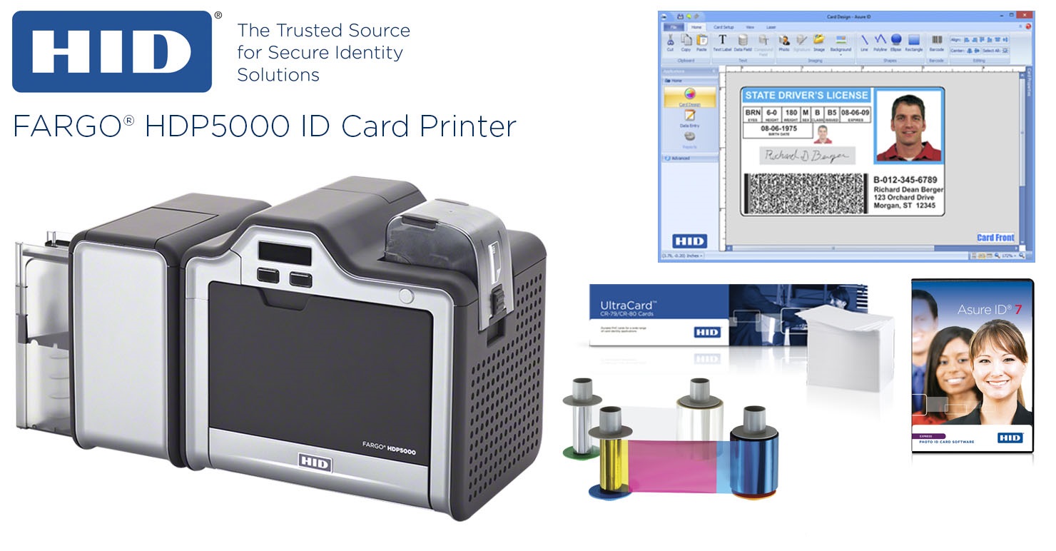 ขายถูก HID Fargo HDP5000 DS Dual-Sided USB + Ethernet เครื่องพิมพ์บัตร (PN:89600) ประกันศูนย์