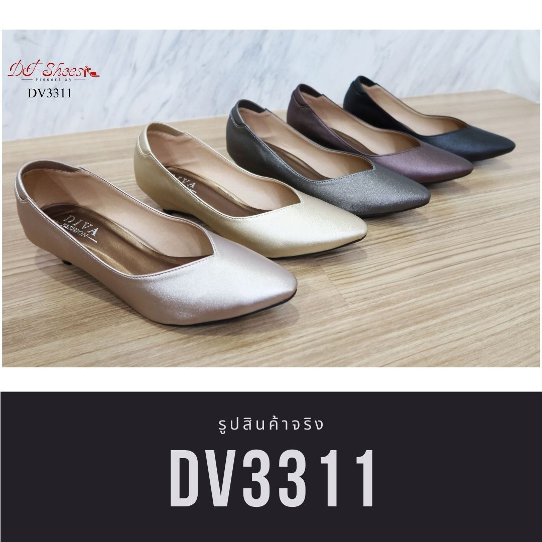 รองเท้าคัทชูเสริมส้นทรงหัวแหลม (สีน้ำตาล)