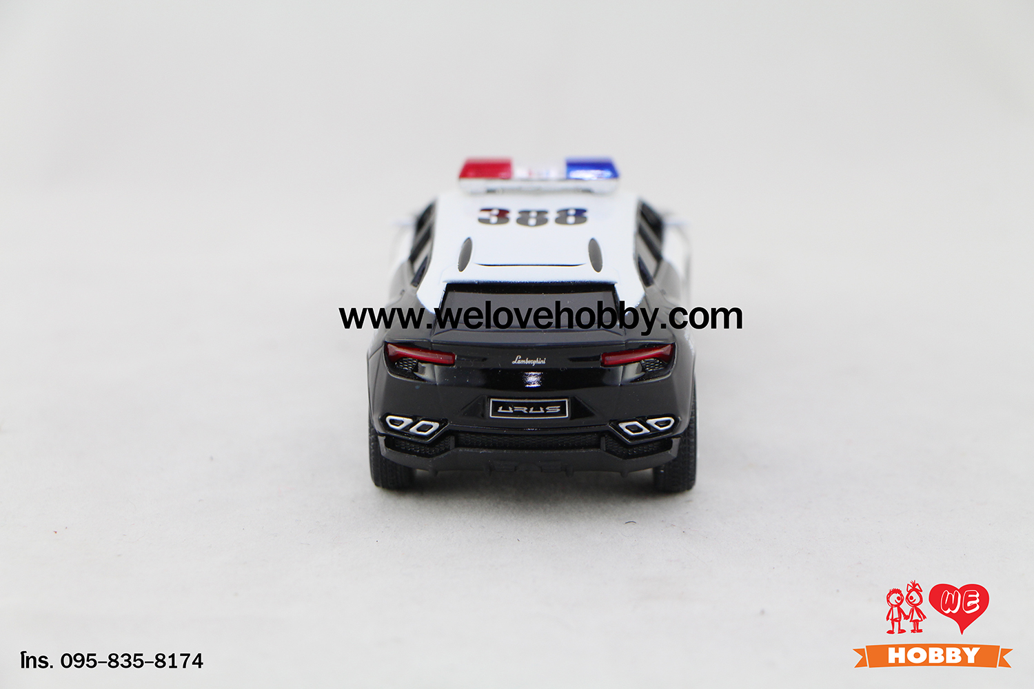 โมเดลรถตำรวจ Lamborghini Urus สีดำ-ขาว Scale 1:38