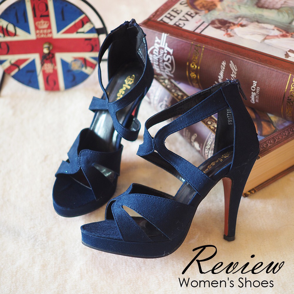 รองเท้าส้นสูงซิปหลัง (สีกรม)