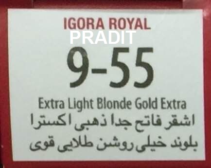 Schwarzkopf Igora Royal ครีมย้อมผม อีโกร่า รอยัล เบอร์9-55 สีบลอนด์อ่อนมากประกายทองพิเศษ (60ml) 80 กรัม