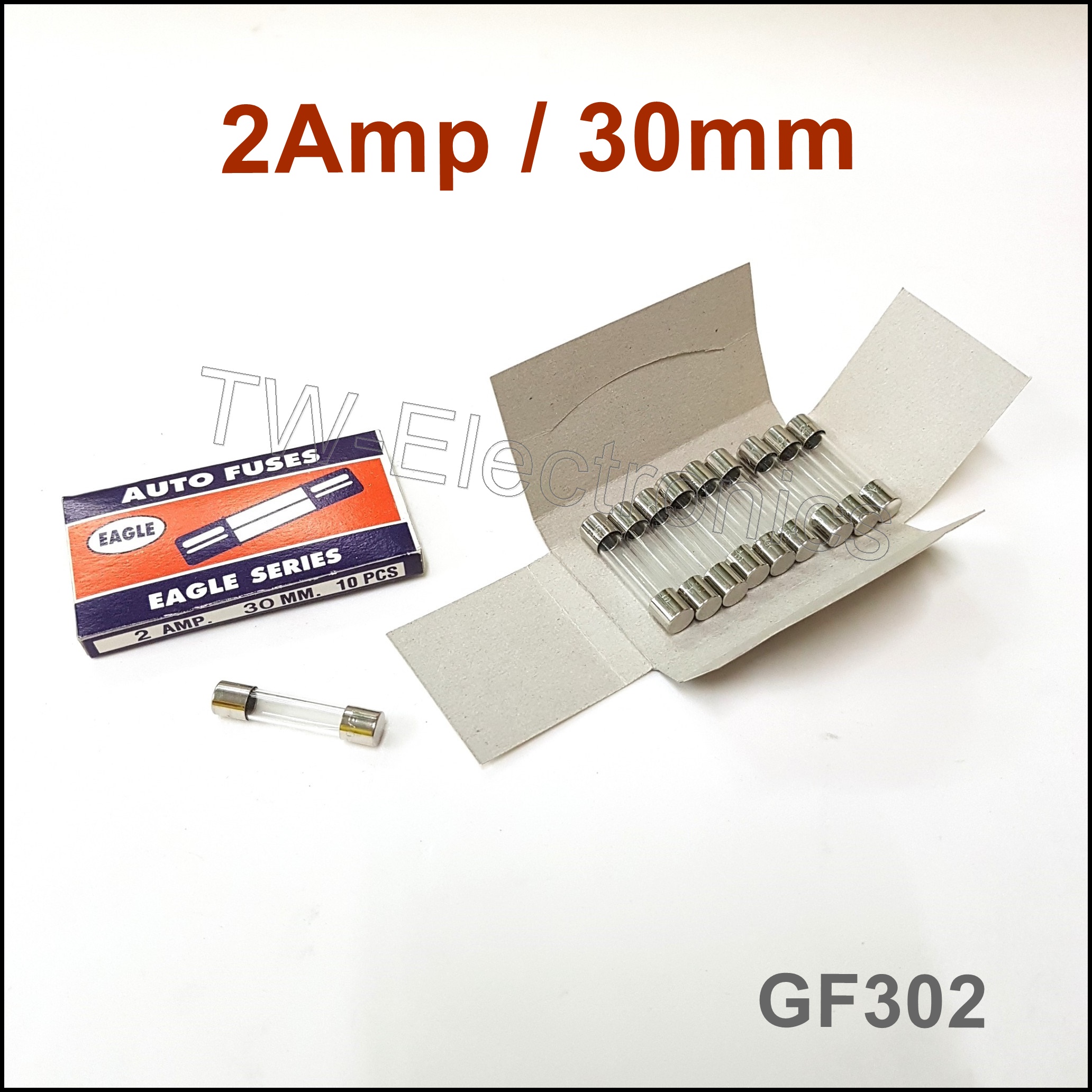 ฟิวส์แก้วยาว 2Amp / 30mm (10หลอด)