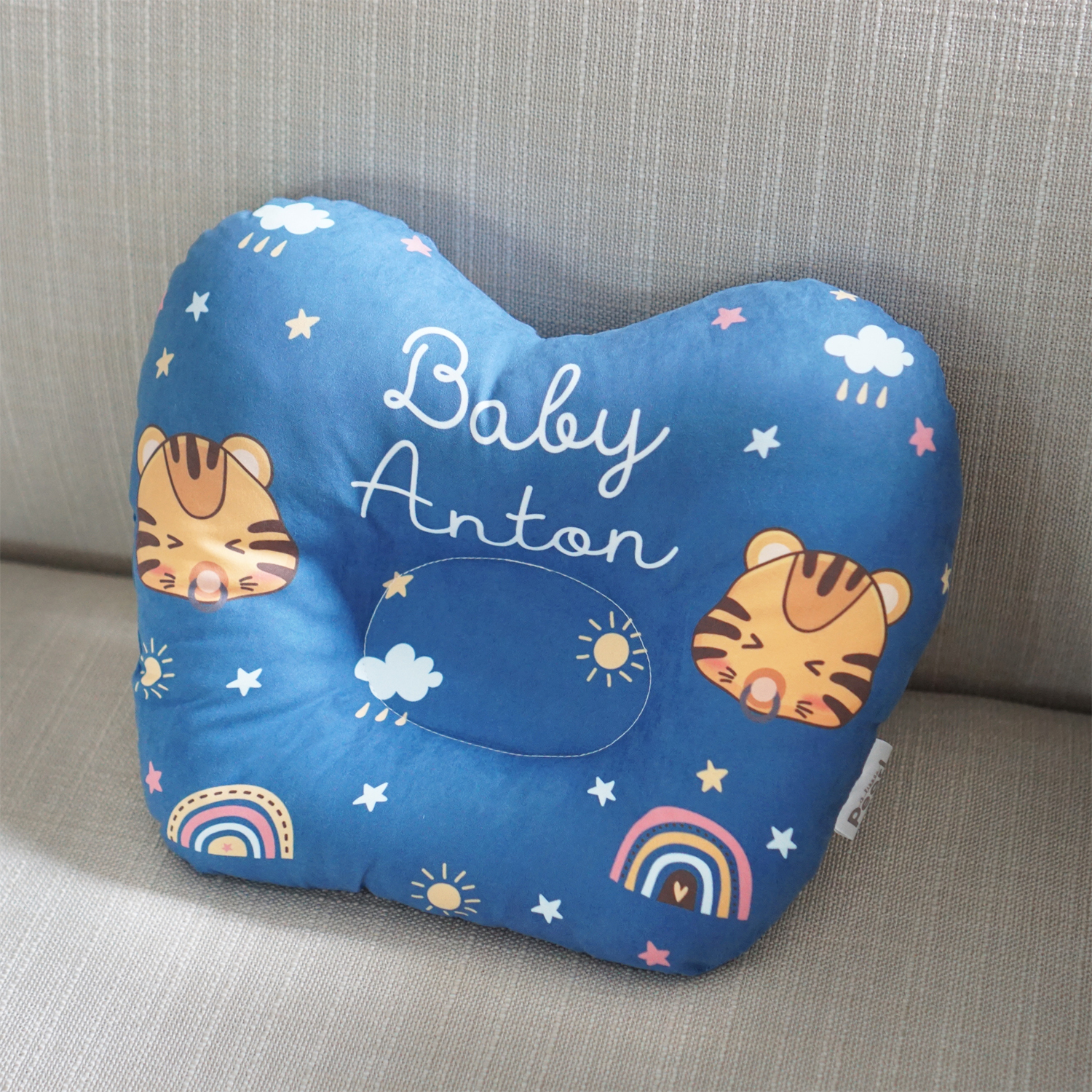 หมอนเด็ก หมอนหลุม Baby Pillow สั่งทำใส่ชื่อ ลาย Tiger - Dark Blue