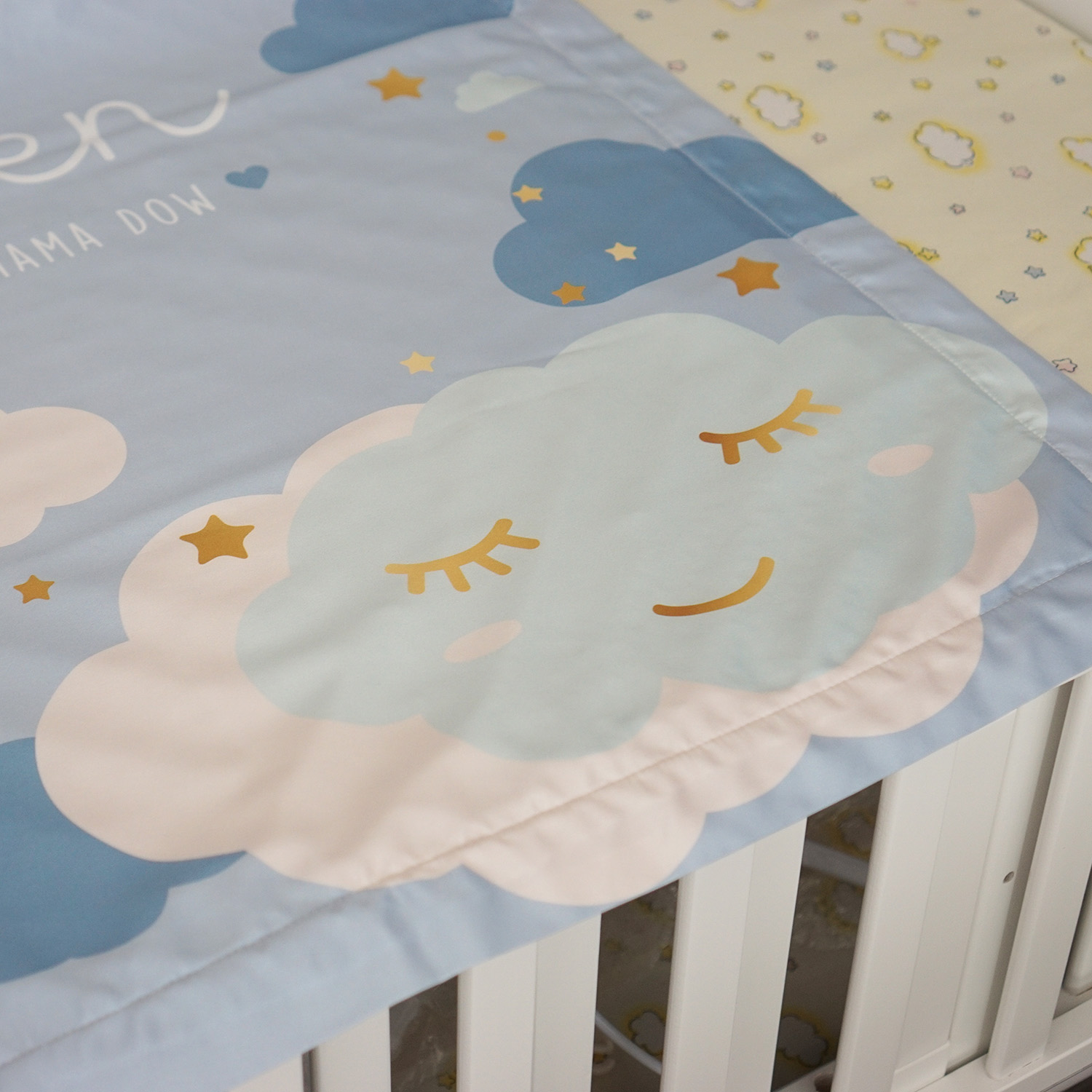 ผ้าห่ม สั่งทำใส่ชื่อ ลาย Moon - Blue