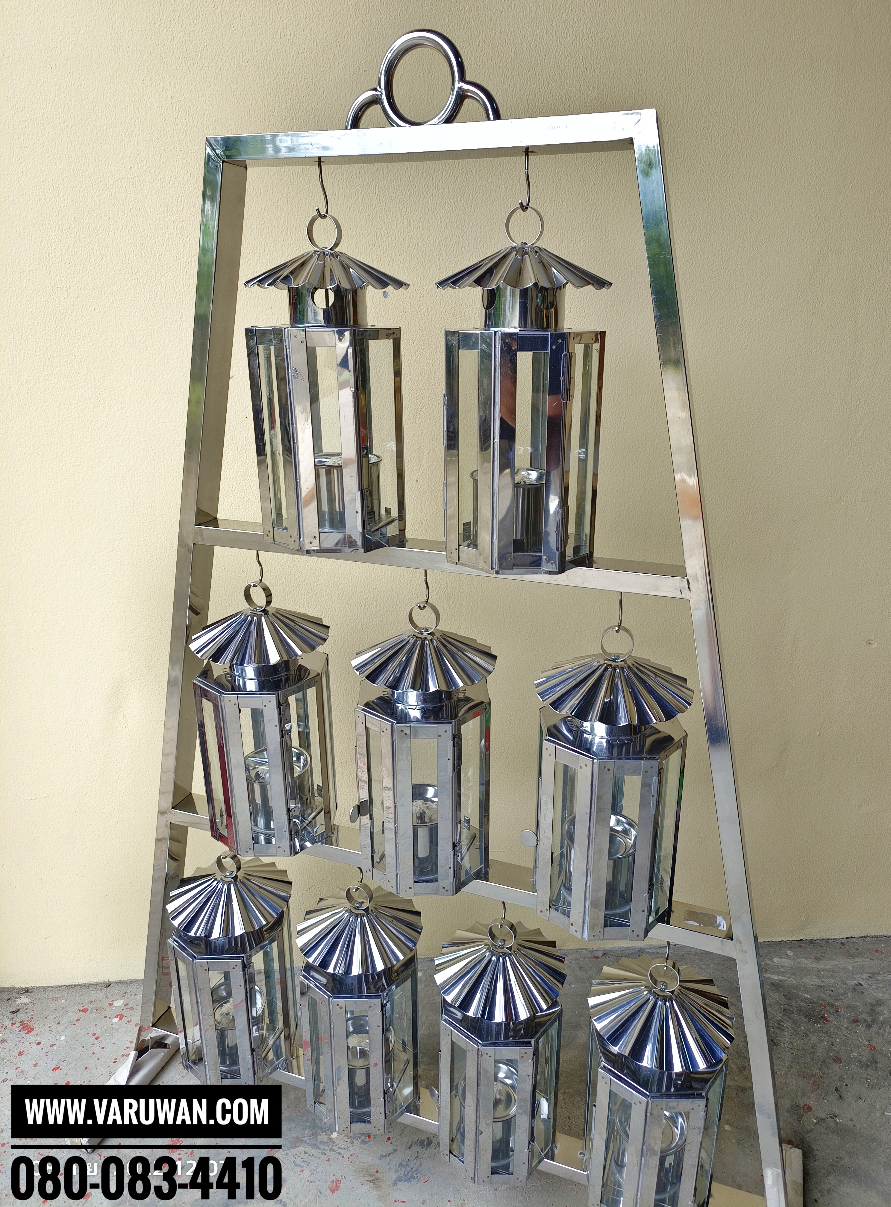 ตะเกียงโกเต้ง 9 ดวง สแตนเลส (ตะเกียงยอดเสาศาลเจ้า)