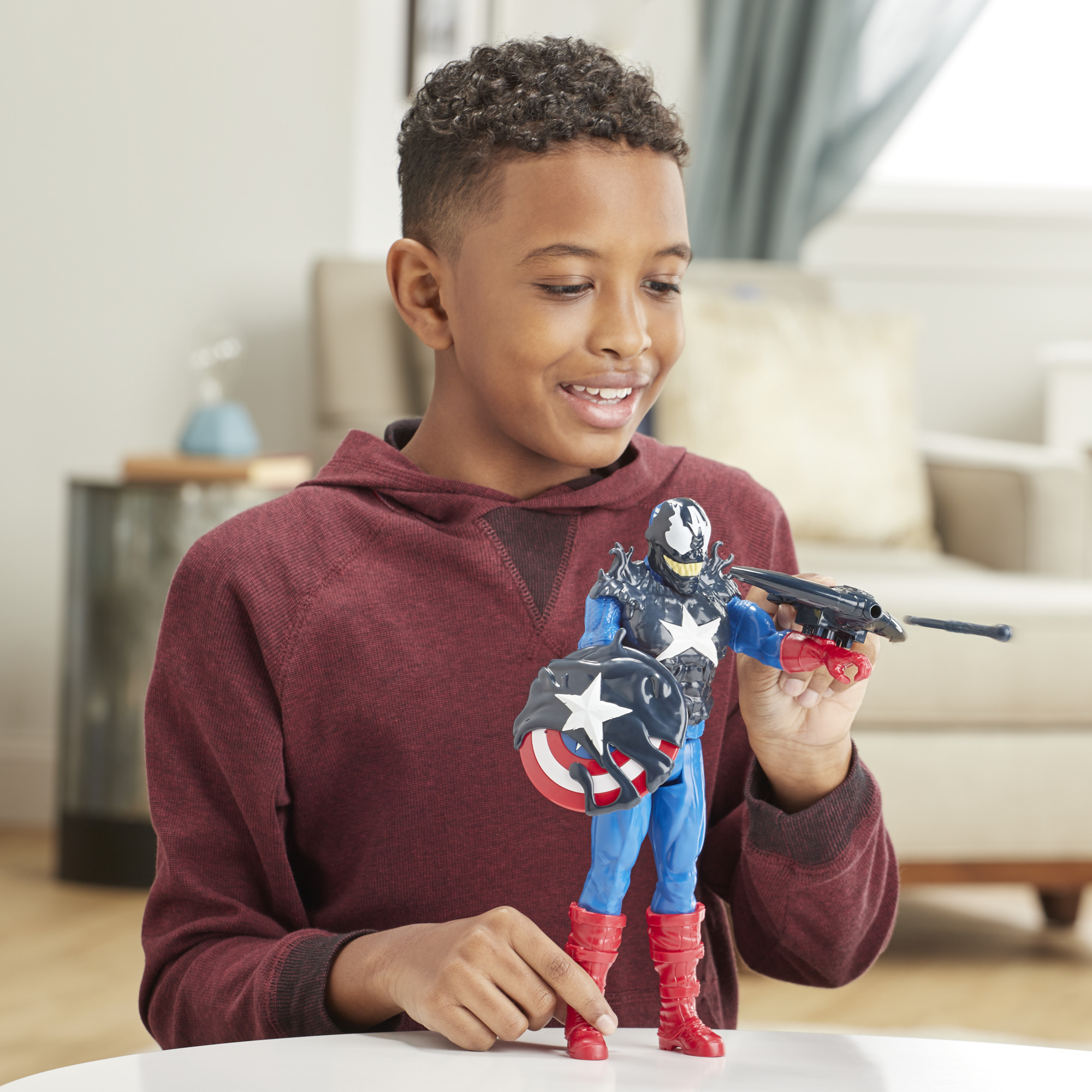 Hasbro Marvel Spider-Man Maximum Venom Titan Hero Captain America Figure ฮาสโบร มาร์เวล สไปเดอร์แมน แม็กซิมั่ม เวน่อม หุ่นโมเดลฟิกเกอร์ กัปตันอเมริกา ขนาด 12 นิ้ว ลิขสิทธิ์แท้