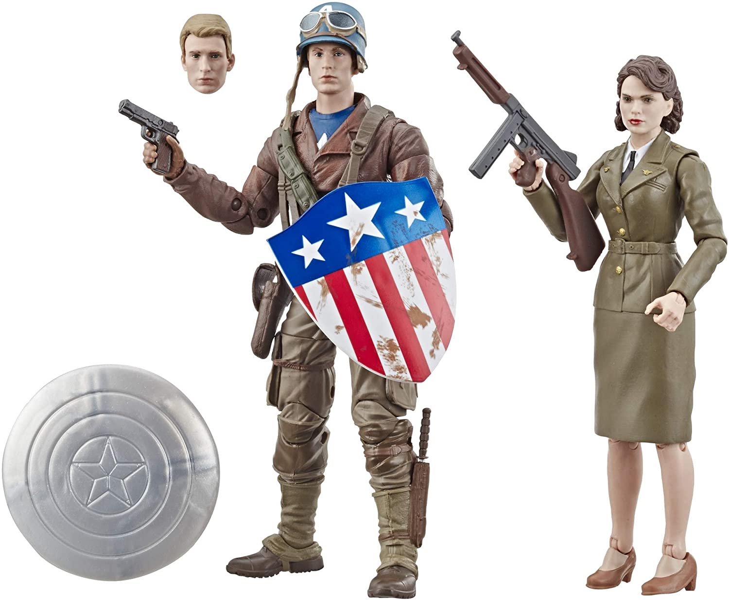 Hasbro Marvel Legends Series Captain America : The First Avenger 6 Inch-Scale Captain America & Peggy Carter Action Figure ฮาสโบร มาร์เวล เลเจนด์ อเวนเจอร์ส หุ่นโมเดลฟิกเกอร์ กัปตันอเมริกา และเพ็กกี้ คาร์เตอร์ 6 นิ้ว ลิขสิทธิ์แท้