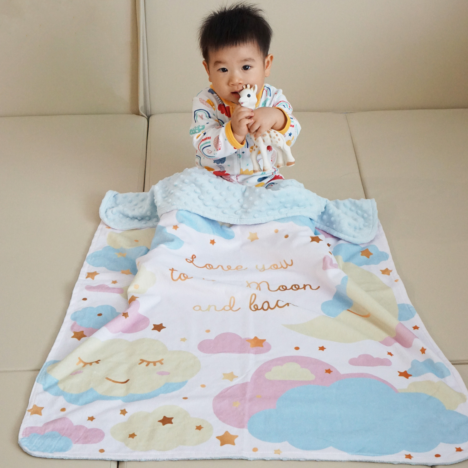 ผ้าห่ม Minky 75x100cm พร้อมส่ง ลาย Moon