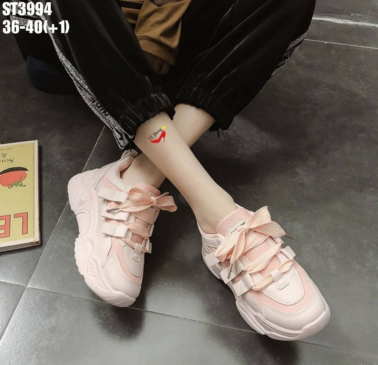 รองเท้าผ้าใบSportแต่งเมจิกเทป (สีขาว)