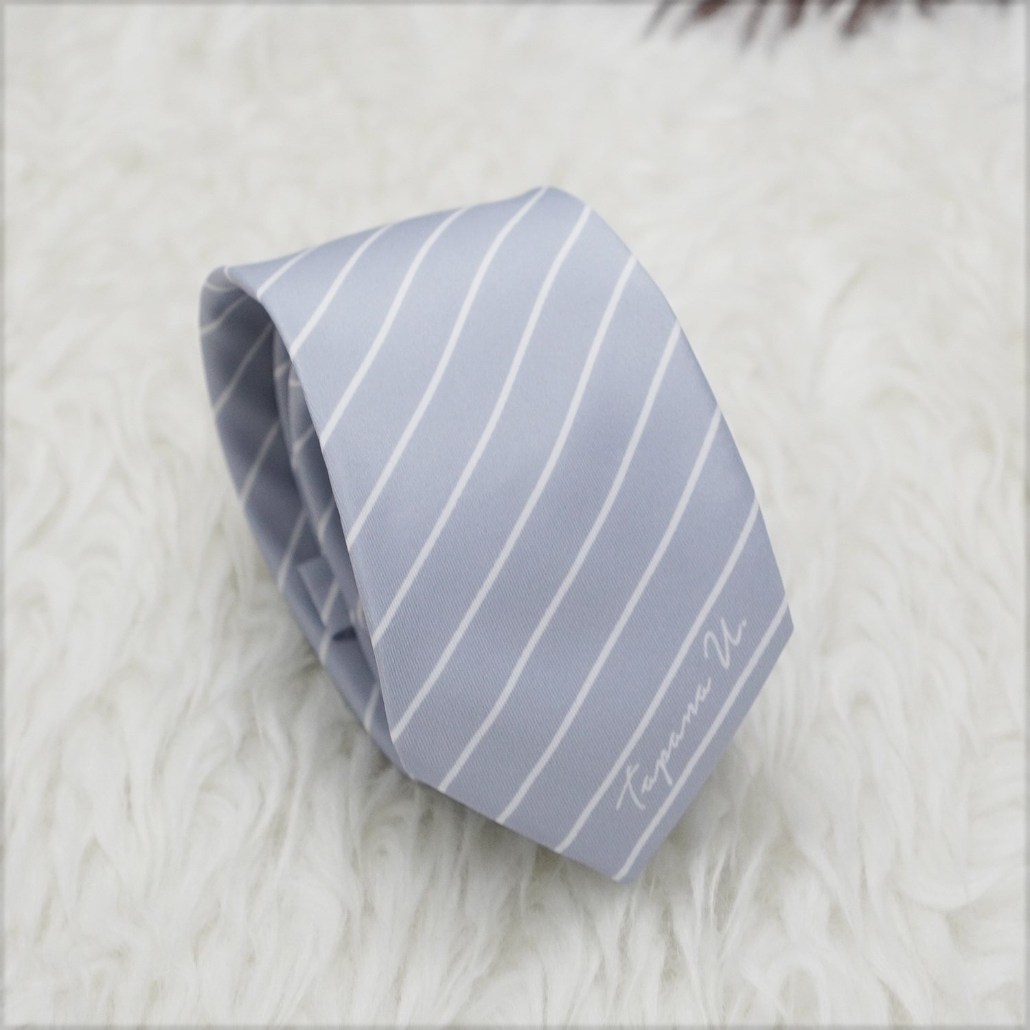เนคไท สั่งทำใส่ชื่อ ขนาด 3" - Stripe - Grey