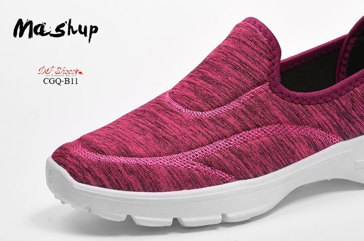 รองเท้าผ้าใบลำลองผ้าทอลาย (สีบานเย็น)