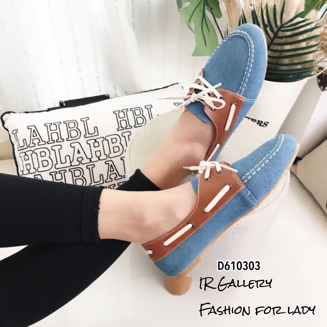 รองเท้าผ้าใบทูโทนสไตล์ Moccasin (สีกรม)