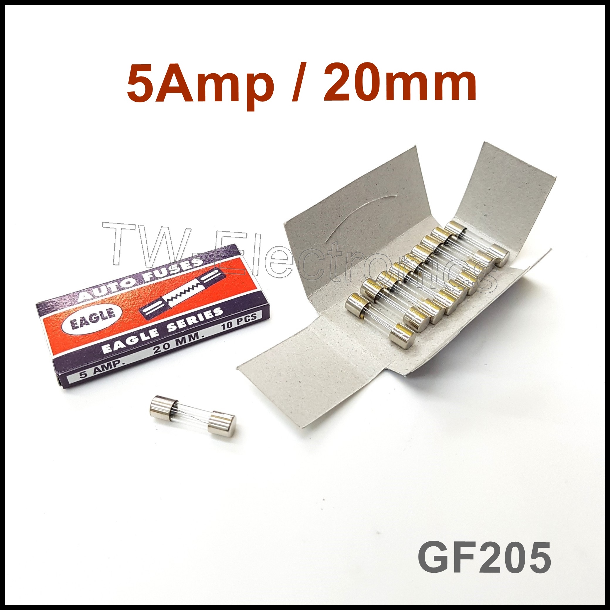 ฟิวส์แก้วสั้น 5Amp / 20mm (10หลอด)