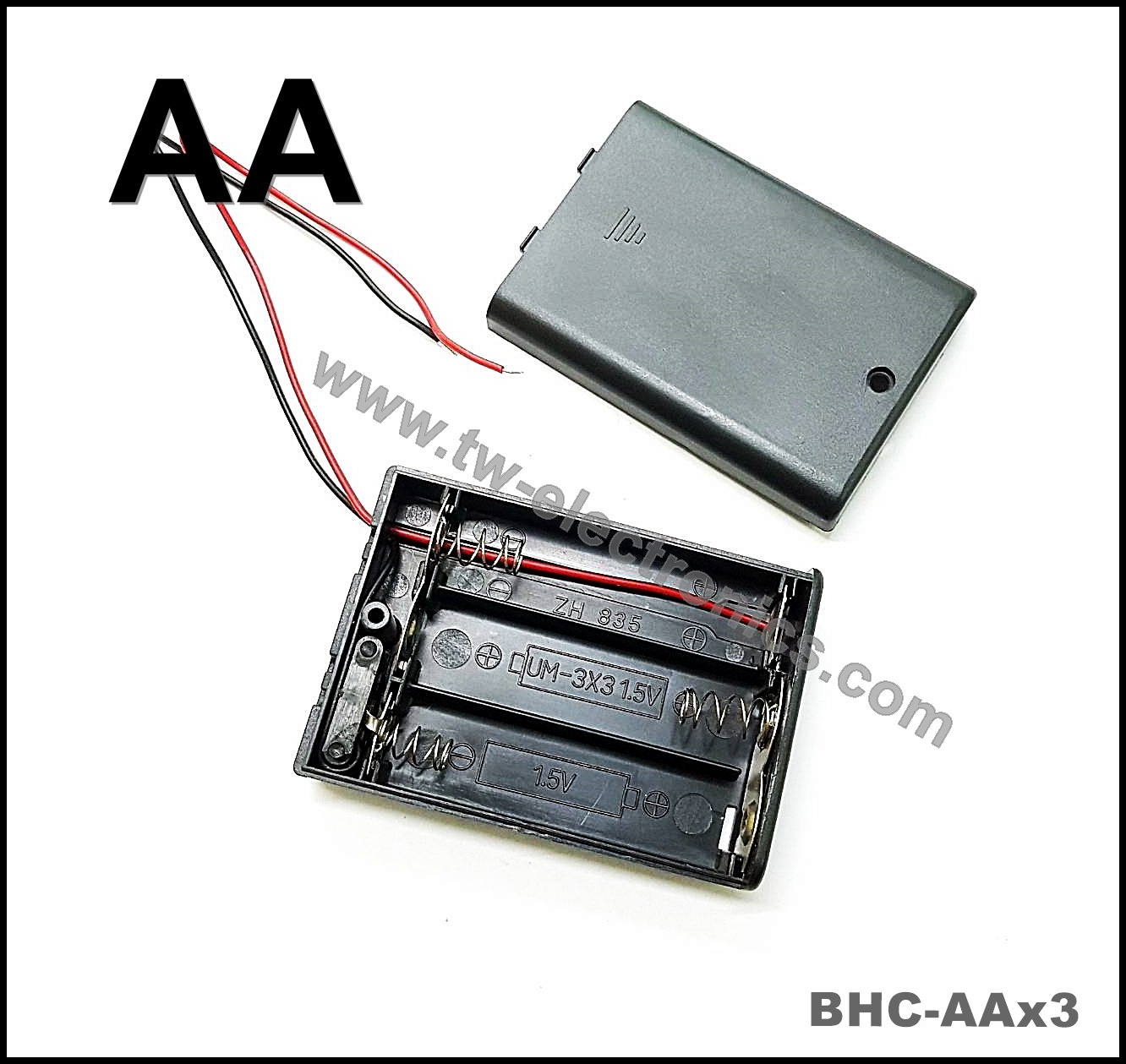 รางถ่าน AA 3 ก้อน มีฝาปิด / BHC-AAx3