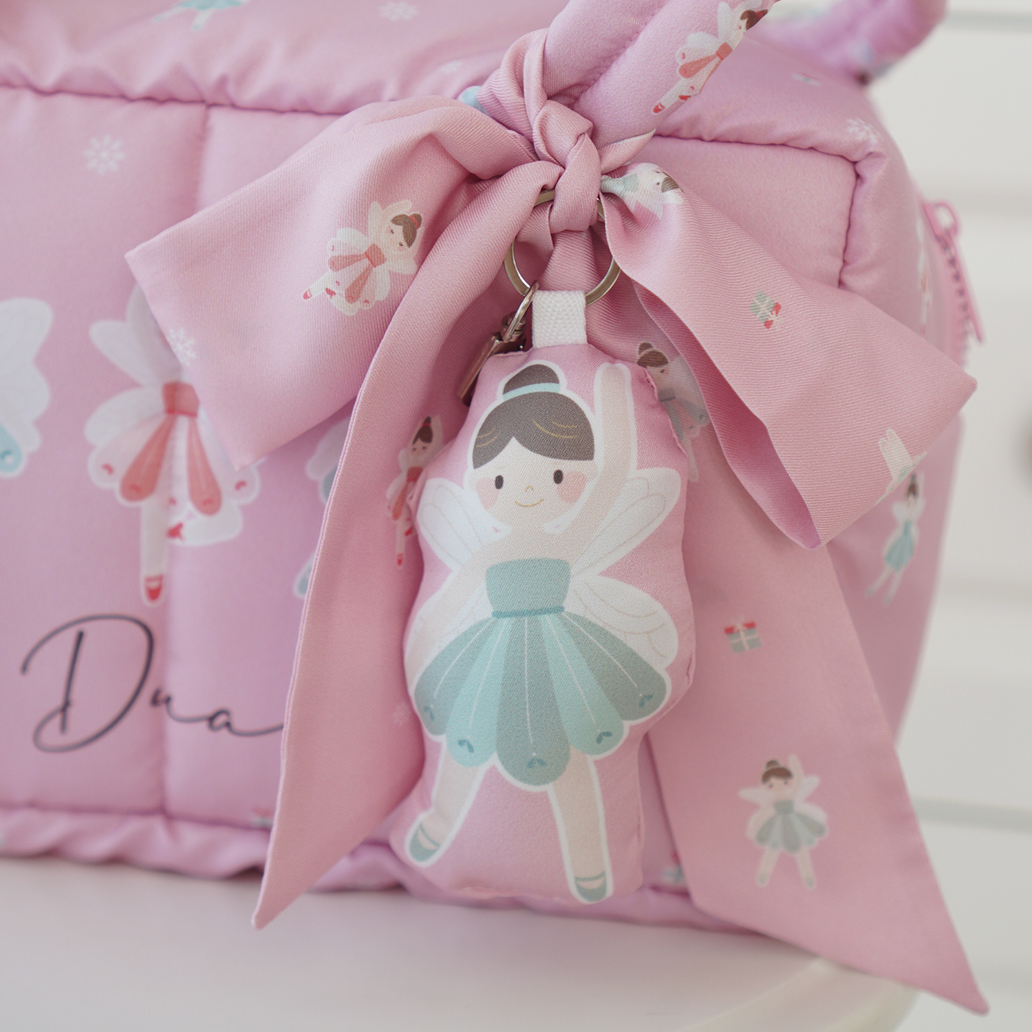 Fluffy Bowling Bag กระเป๋านุ่มนิ่ม ทรง Bowling สั่งทำใส่ข้อความ ลาย Sugar Plum Fairy - Pink