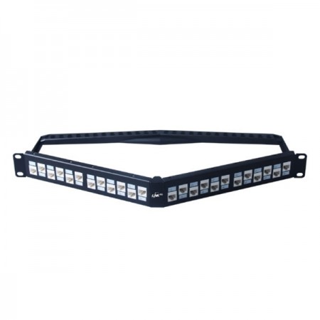 ขายถูก LINK US-3224SL CAT 6A Angle Patch Panel 24 Port, Slim Jack (แผงกระจายสาย แบบ Angle)