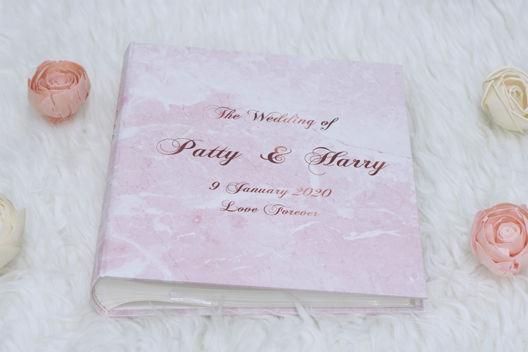 อัลบั้มสั่งทำใส่ชื่อ ลายหินอ่อนสีชมพู - Pink Marble - Copper