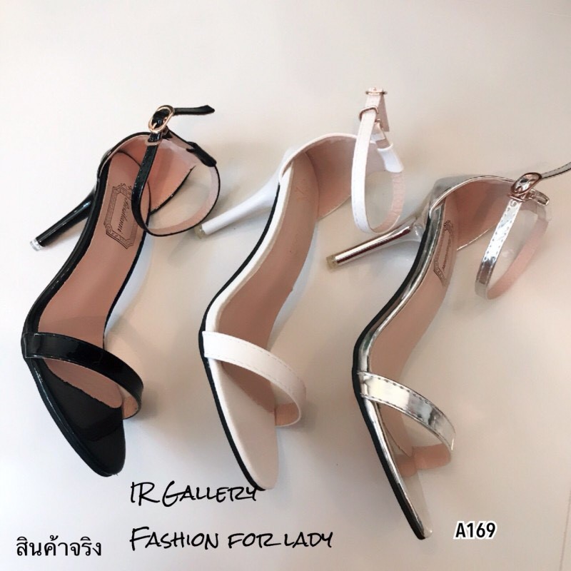 รองเท้าส้นสูงสายคาดเล็ก (สีดำ)