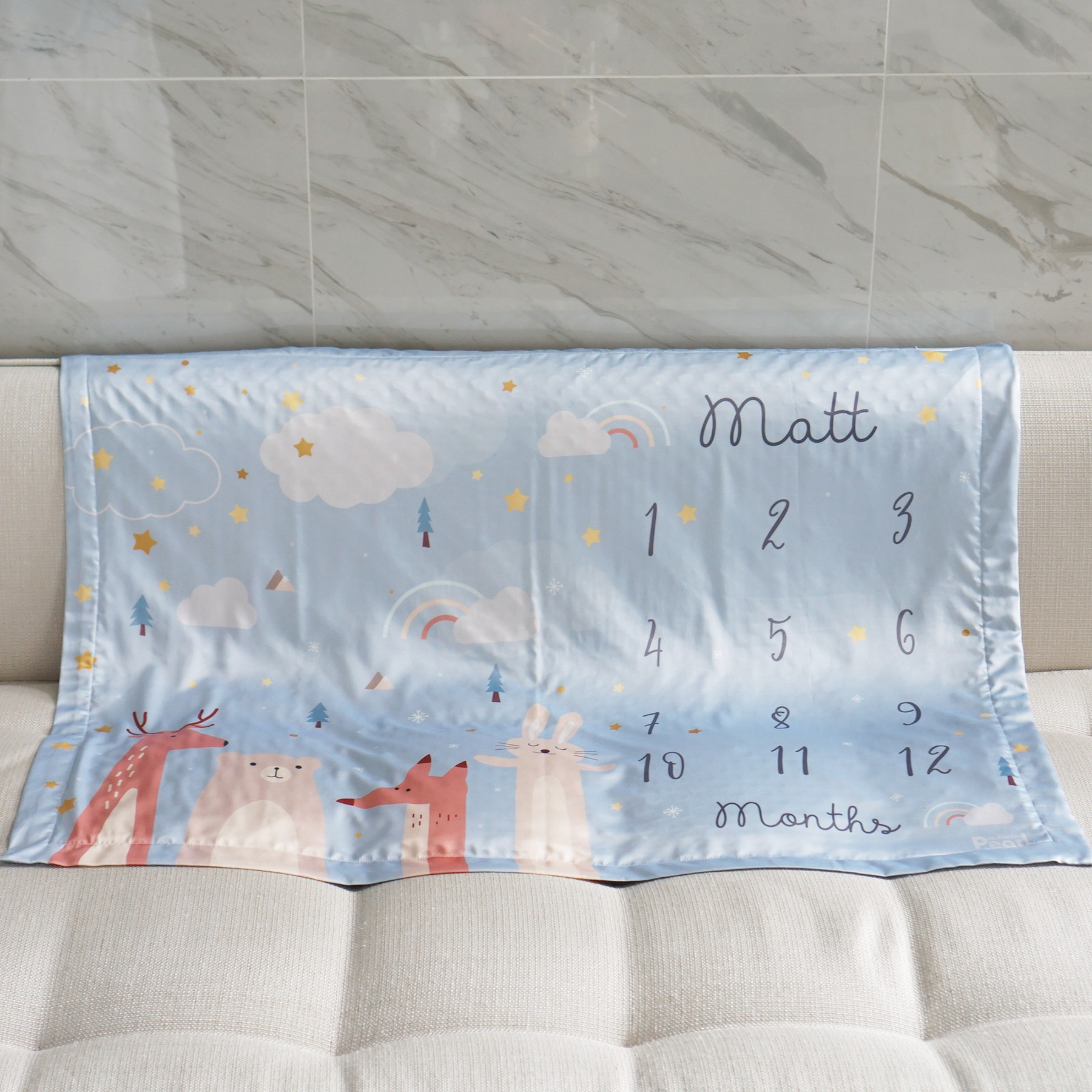 ผ้าห่ม Milestone ลาย Woodland - Blue