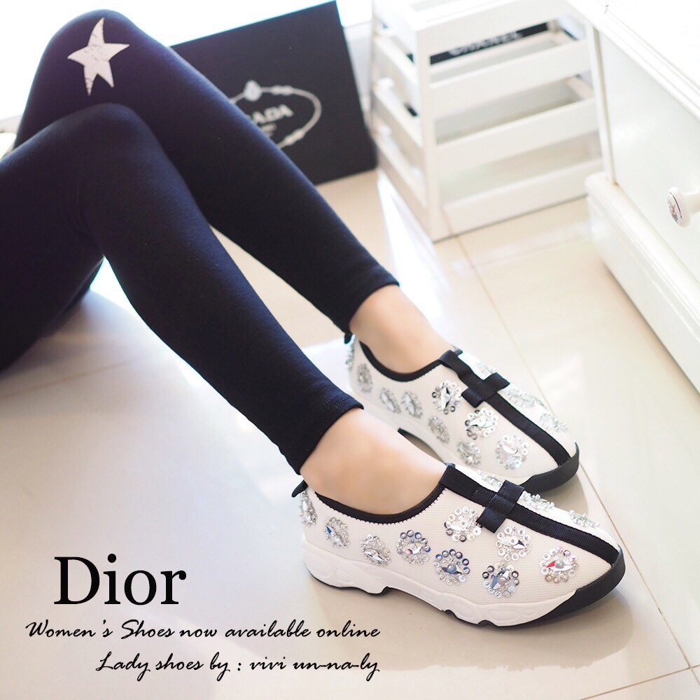 พร้อมส่ง : รองเท้า Dior Fusion Sneakers สีขาวดอกเงิน (งานAAA)