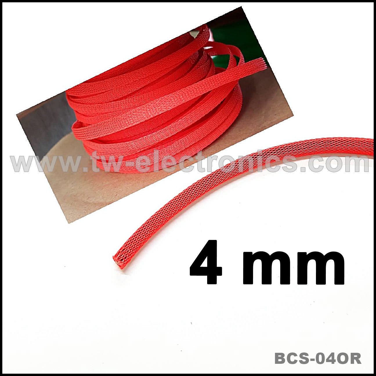 สายถัก 4 mm (สีส้ม) / BCS-04OR
