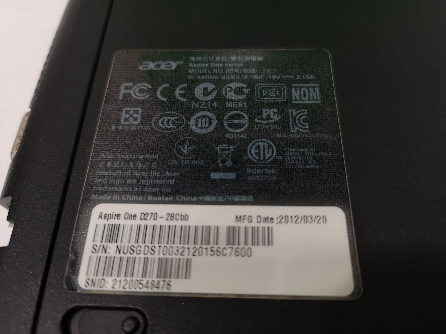 ACER Aspire One D270