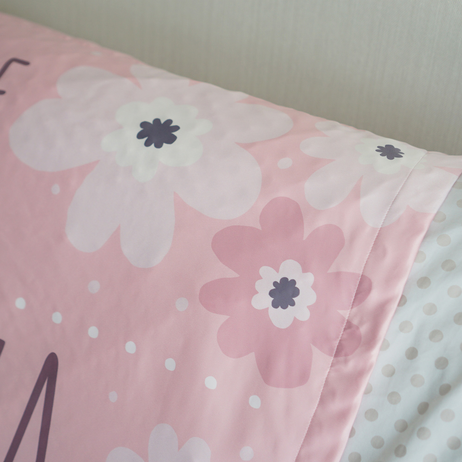 ผ้าห่มสั่งทำใส่ประวัติแรกเกิด Big Flower - Hana Pink