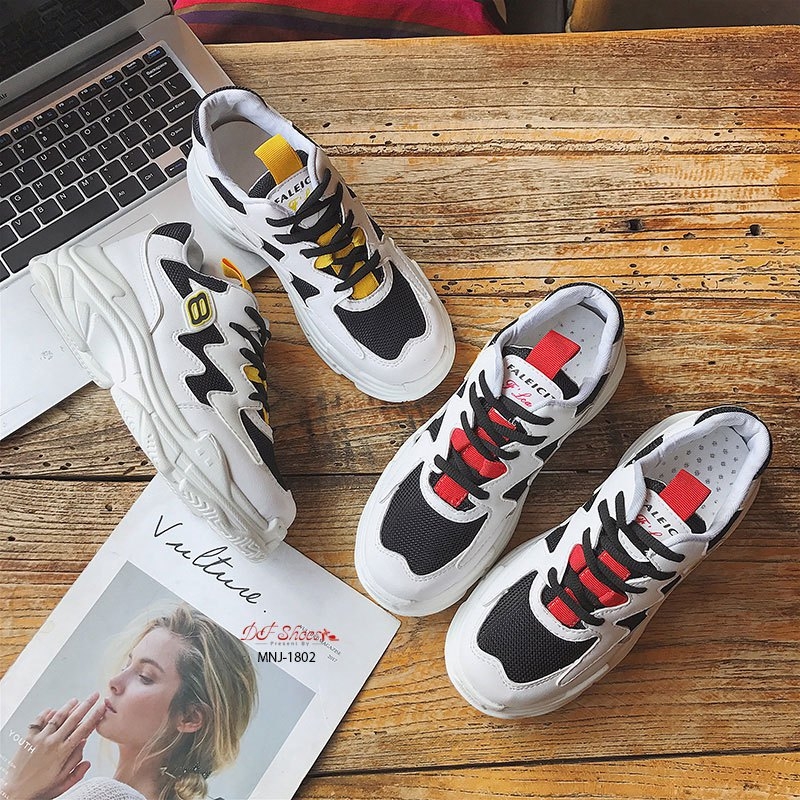 รองเท้าผ้าใบสไตล์Sportแต่งสีแฟชั่น (สีเหลือง)