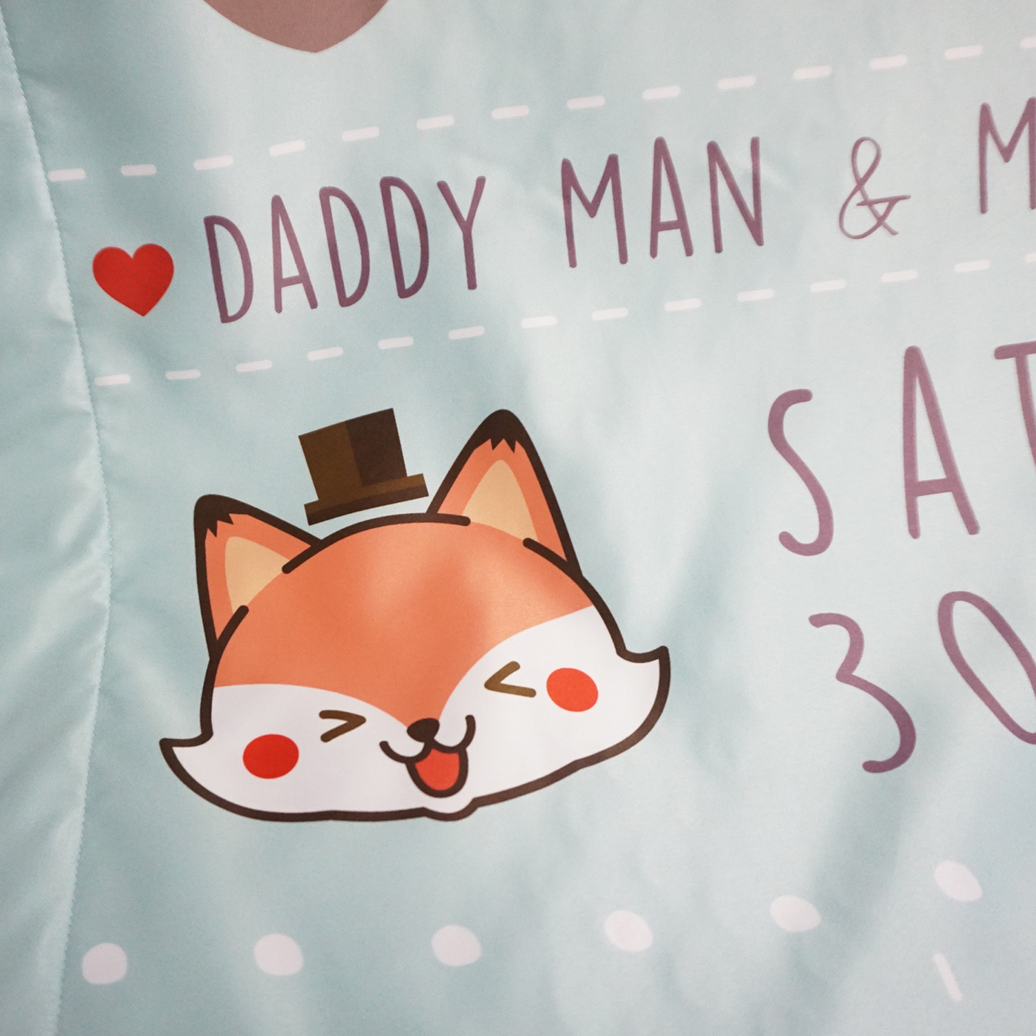 ผ้าห่มเด็ก สั่งทำใส่ประวัติแรกเกิด ลาย Fox - Mint