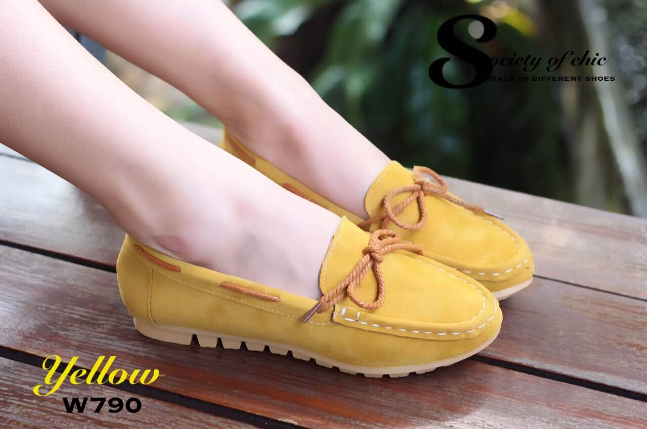 รองเท้า Moccsasin กำมะหยี่ (สีเหลือง)