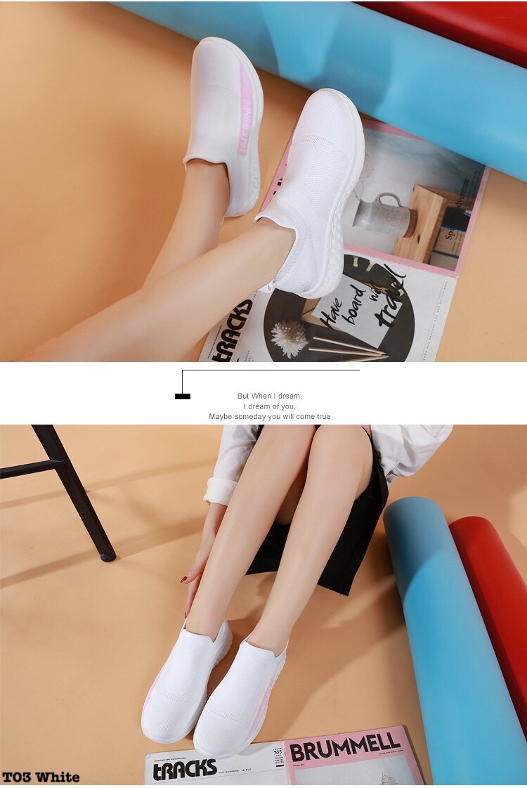 รองเท้าใบผ้าทอขอบถุงเท้า (สีดำ)