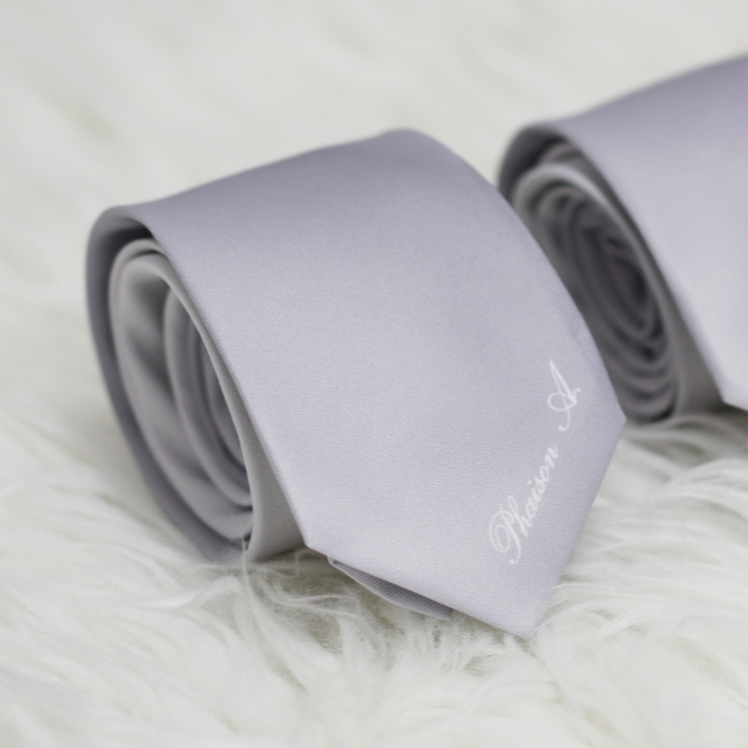 เนคไท สั่งทำใส่ชื่อ ขนาด 3" - Minimal - Silver - Gradient