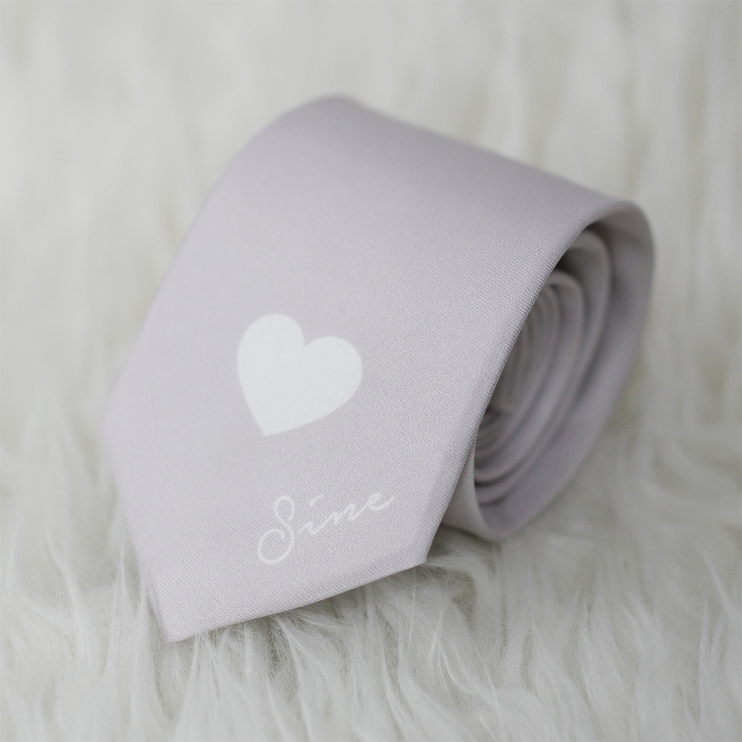 เนคไท สั่งทำใส่ชื่อ ขนาด 3" - Heart - Grey
