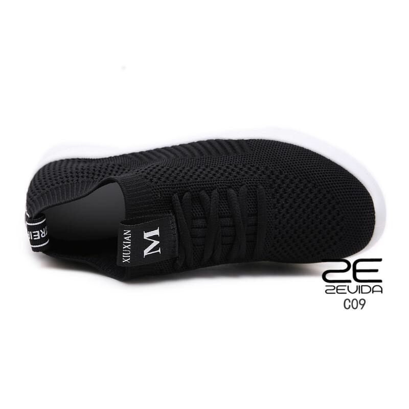 รองเท้าผ้าใบผ้าแต่งขอบผ้านิ่ม (สีดำ)