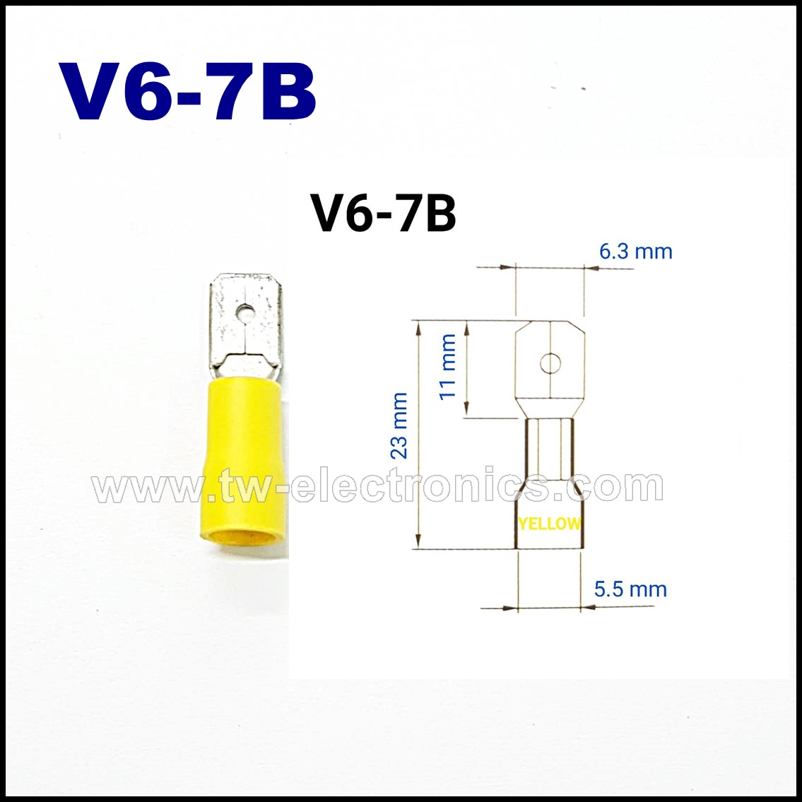 หางปลาเสียบแบน ตัวผู้ หุ้ม(สีเหลือง) T-LUG / V6-7B