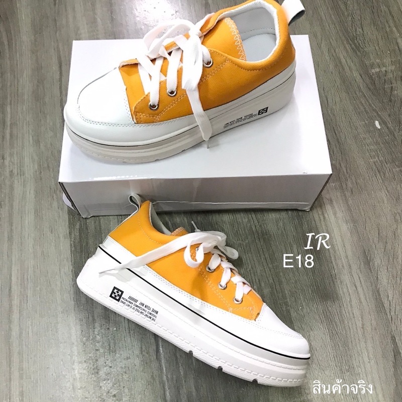 รองเท้าผ้าใบทูโทนสไตล์แฟชั่นเกาหลี (สีเหลือง)