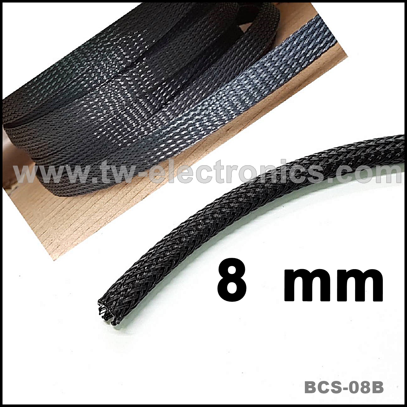 สายถัก 8 mm (สีดำ) / BCS-08B