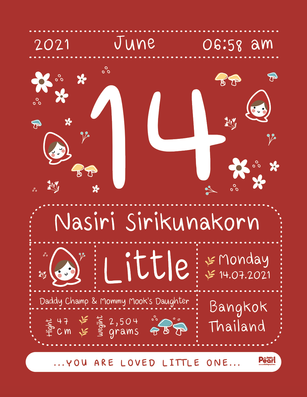 ผ้าห่มเด็ก ใส่ประวัติแรกเกิด ลาย Chinese Calendar - Little Red Riding Hood - Red
