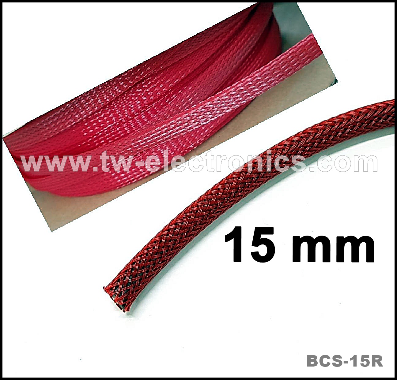 สายถัก 15 mm (สีแดง) / BCS-15R