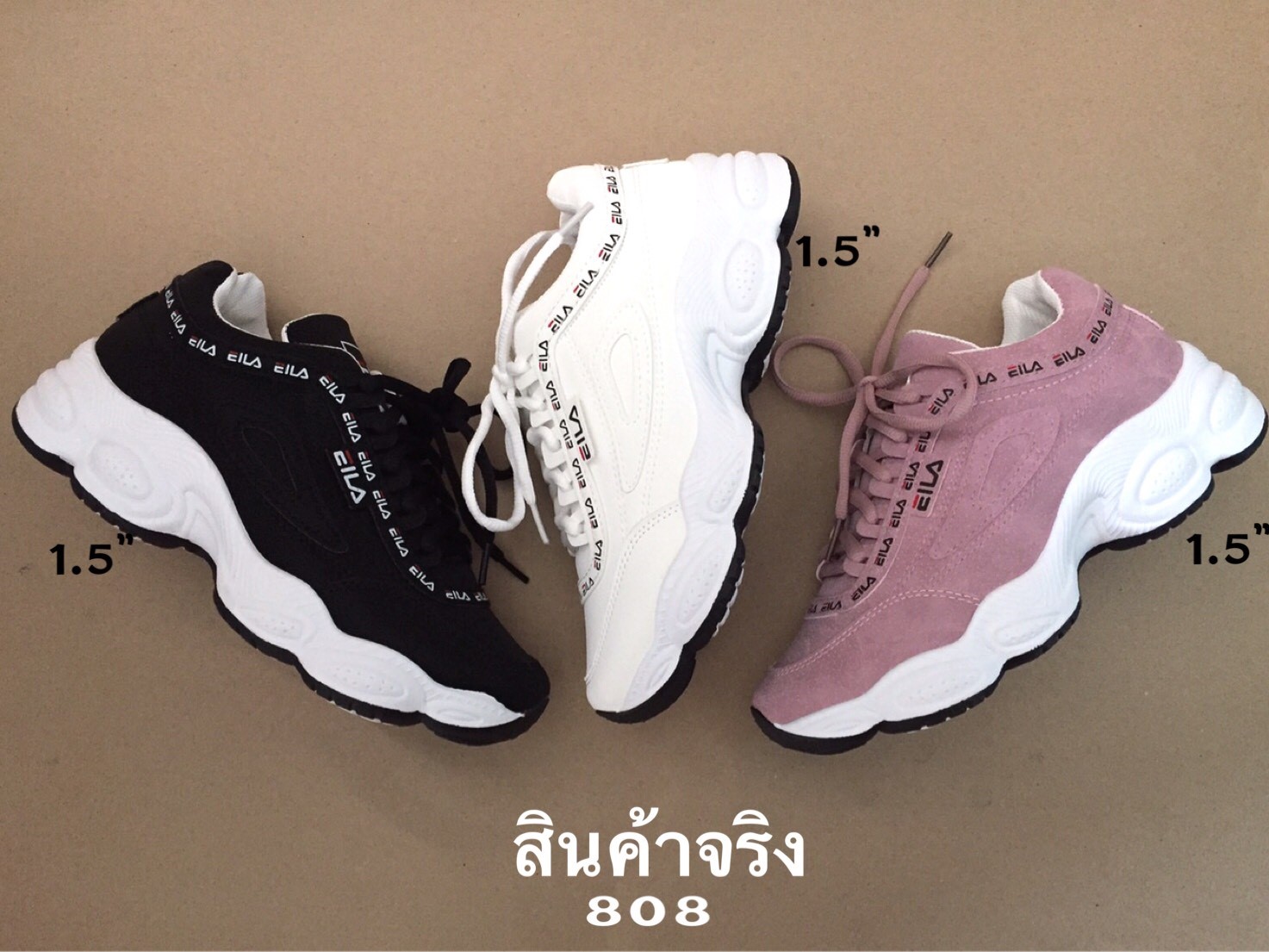 รองเท้าผ้าใบสไตล์Sportแต่งลาย (สีชมพู)