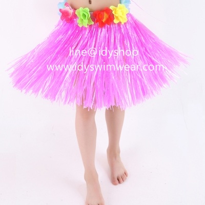 รุ่นเด็ก แบบที่ 1ขนาดยาว 40 cm สีชมพู กระโปรงเชือกฟาง Hawaii กระโปรงฮาวาย อย่างเดียว