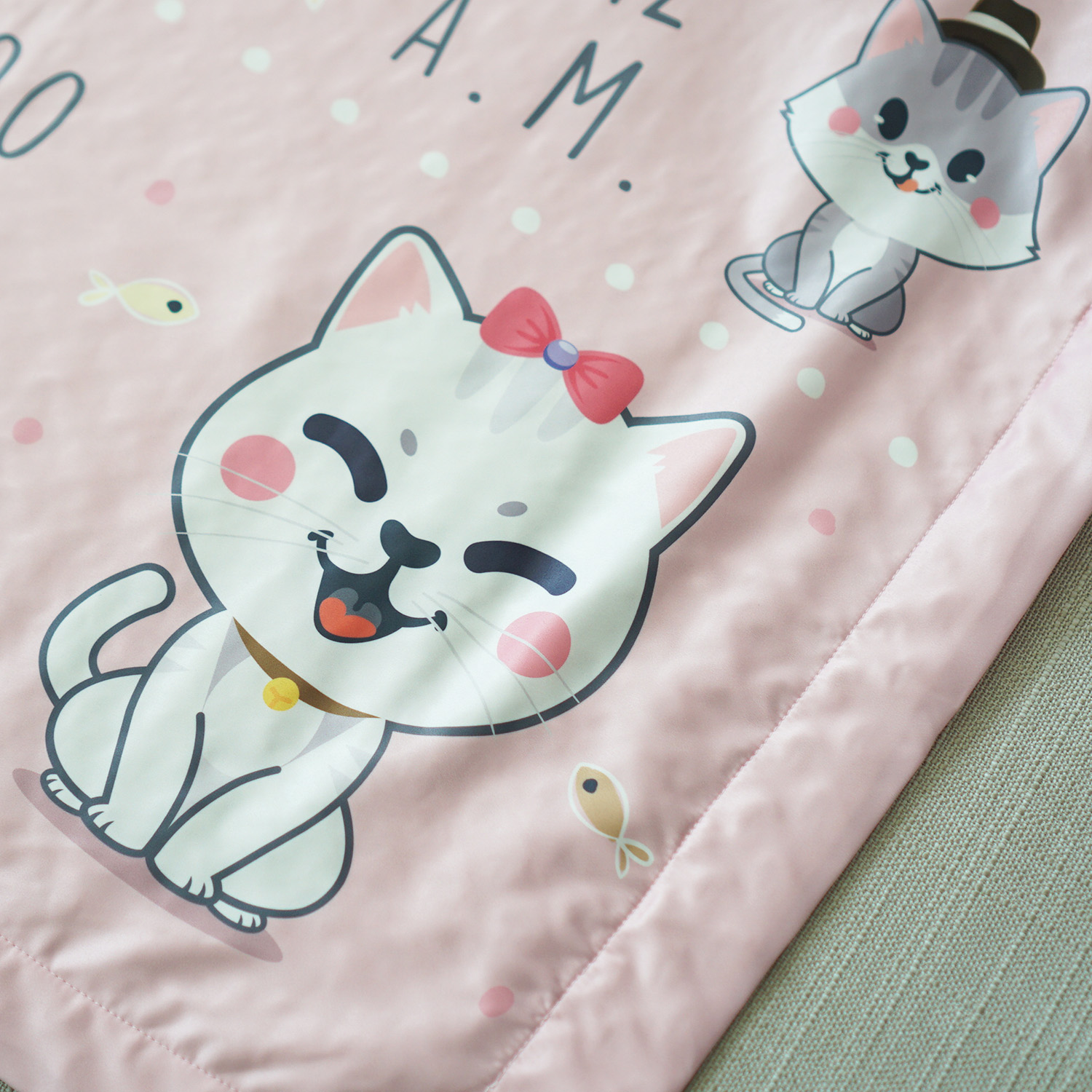 ผ้าห่มเด็ก ใส่ประวัติแรกเกิด ลาย Kitten - Pink + ใส่รูปถ่าย