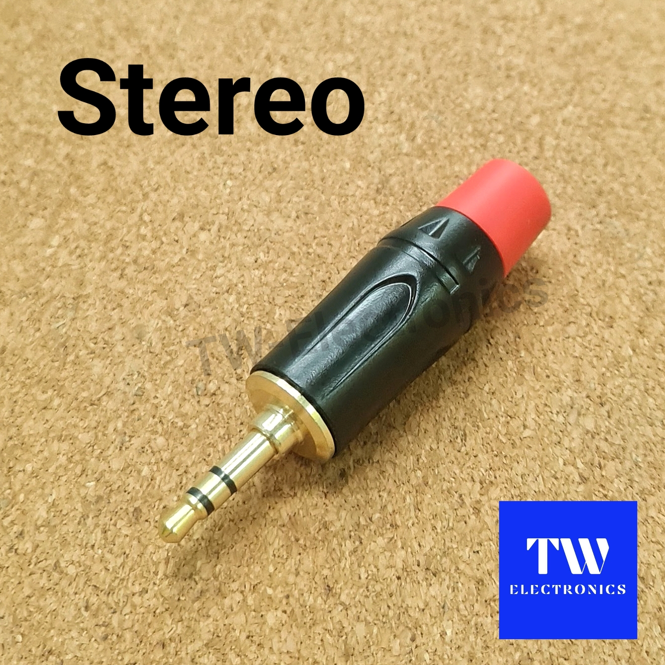 3.5mm Stereo ตัวผู้ สีดำ(ด้ามใหญ่), ท้ายยางแดง